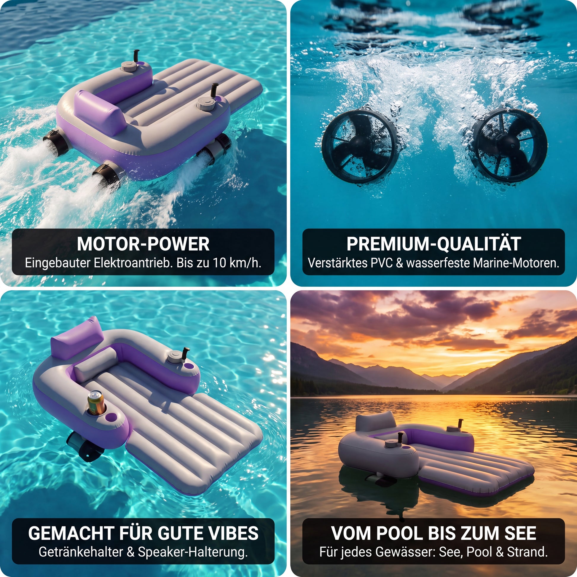 Splash Rover Features: Motor-Power, Premium-Qualität, Getränkehalter, Pool bis See